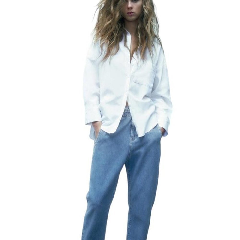 ZARA Z1975 BAGGY PAPERBAG JEANS BLUE SIZE 36  | 5862/370/436 - Picture 3 of 13